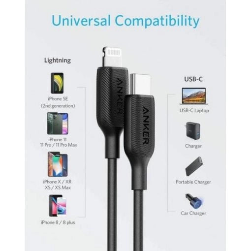 ANKER P/Line Iii Usb-C To Lightning 2.0 Cable 3Ft - Black - Adventure HQ
