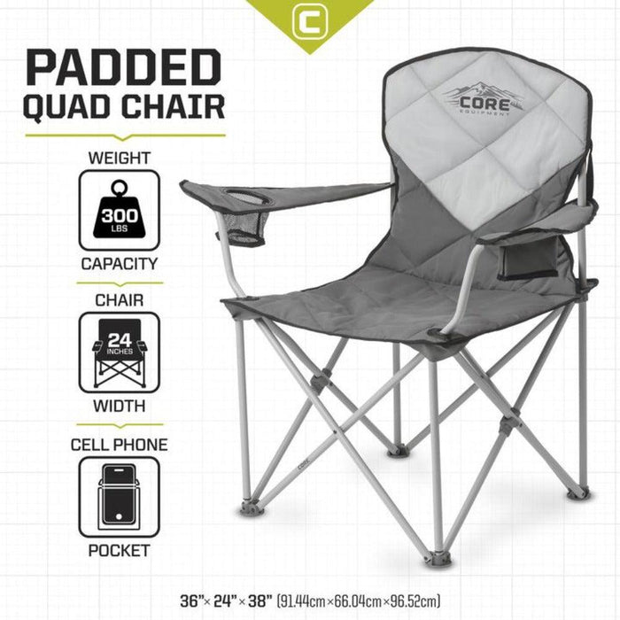 CORE EQUIPMENT Padded Quad Chair - Grey - Adventure HQ