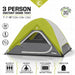 CORE EQUIPMENT 3 Person Instant Dome Tent - Grey/Green - Adventure HQ