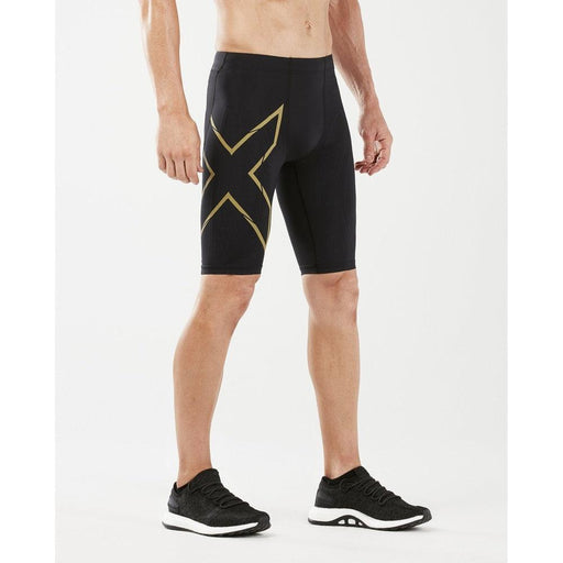 2XU Men's Muscle Run Compression Shorts - Black/Gold - Adventure HQ