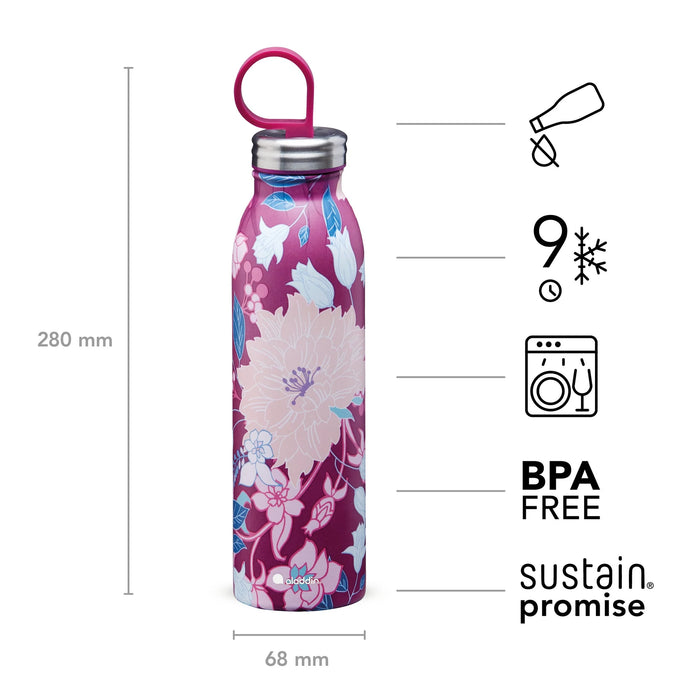 ALADDIN Chilled Thermavac Style Stainless Steel Water Bottle 0.55L - Dahlia Berry - Adventure HQ