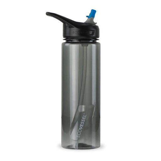 ECOVESSEL Wave Water Bottle With Straw 750ML - Black Shadow - Adventure HQ