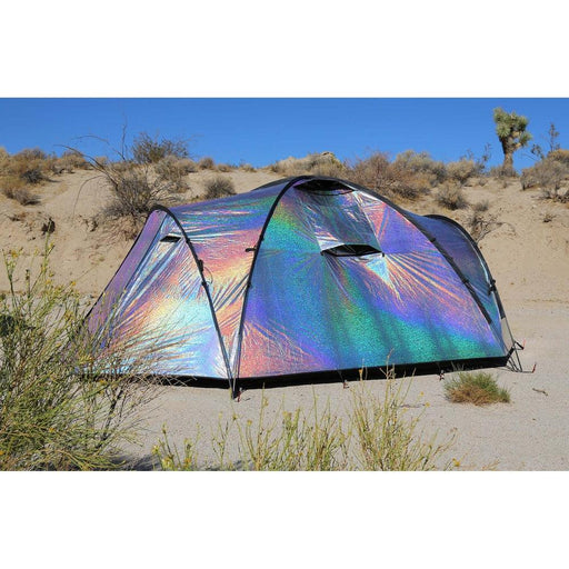 OUTBACK LOGIC Siesta 4 Disco Edition 4 Persons Tent With Dual Fan Set - Silver Disco - Adventure HQ