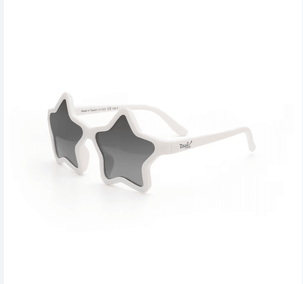REAL SHADES Kid's Star Silver Mirror Lens Sunglasses - Matte White/Silver - Adventure HQ