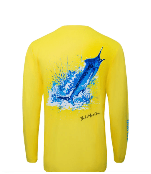BOB MARLIN GEAR Men's Performance Shirt Ocean Marlin - Yellow - Medium - Adventure HQ