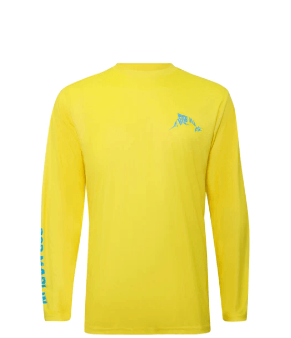 BOB MARLIN GEAR Men's Performance Shirt Ocean Marlin - Yellow - Medium