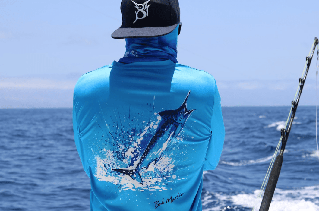 BOB MARLIN GEAR Men's Performance Shirt Ocean Marlin - Triple Extra Large - Blue