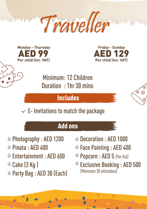 Traveller Package (Minimum 12 Children)