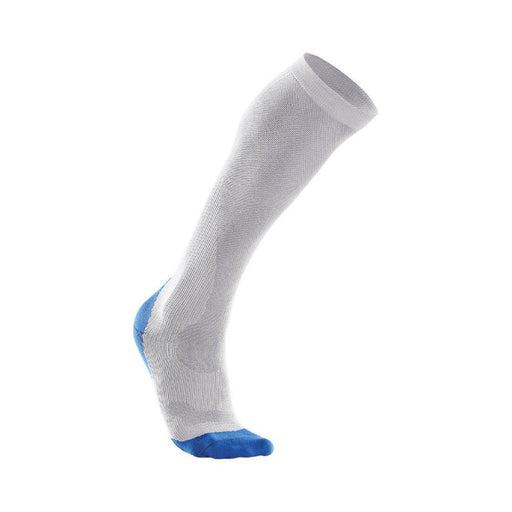 2XU Men's Compression Run Socks - Limestone Grey/Vibrant Blue - Adventure HQ