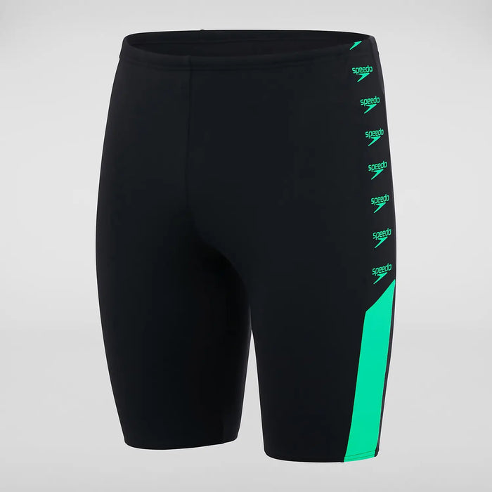 SPEEDO Men's Boom Logo Slice Jammer - Black/Green - Adventure HQ