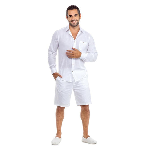 JUST NATURE Men's Regular Fit Shirt With Pocket Long Sleeve - White - Adventure HQ