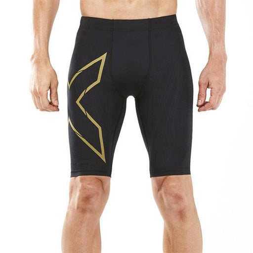 2XU Men's Light Speed Compression Shorts with MCS Technology Extra Large - Black/Gold Reflective - Adventure HQ