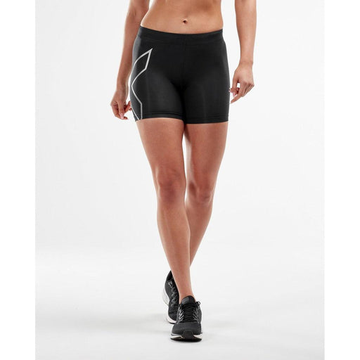 2XU Women's Compression 5 Inch Shorts - Black/Silver - Adventure HQ