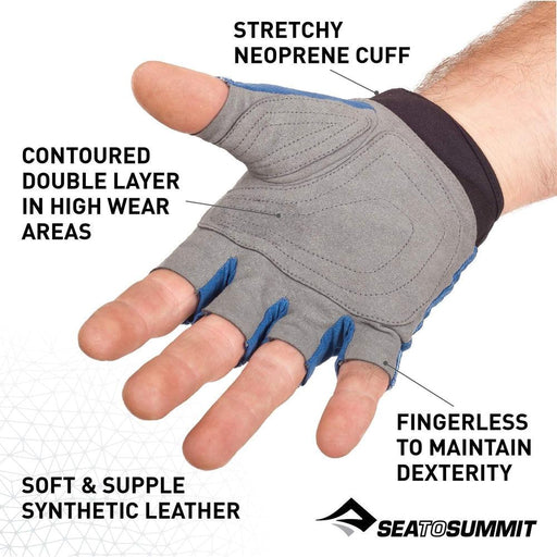 SEA TO SUMMIT Eclipse Gloves With Velcro Cuff Small - Blue | UPF50+ For Protection | Lightweight, Flexible Design | Synthetic Leather Palms - Adventure HQ