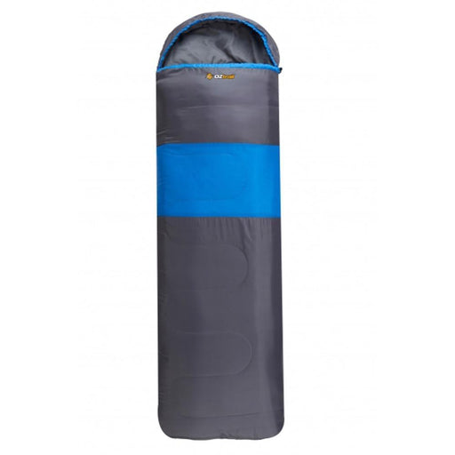 OZTRAIL Kennedy Hooded Sleeping Bag - Blue/Grey - Adventure HQ