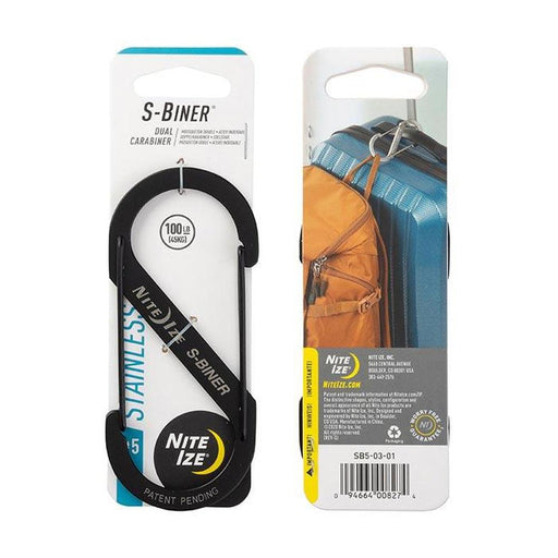 NITE IZE S-Biner Stainless Steel Double Gated Carabiner #5 - Black - Adventure HQ