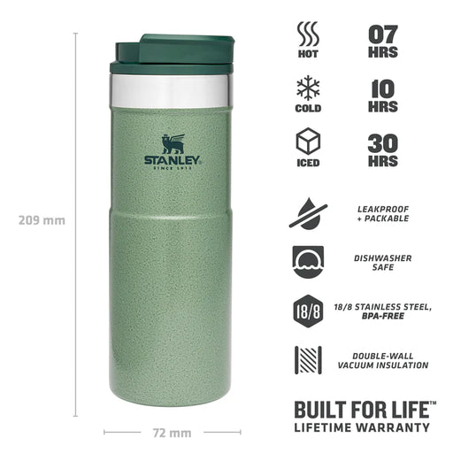 STANLEY NeverLeak Leakproof Travel Mug 0.35L - Keeps Hot for 5  Hours - Thermos Flask for Coffee, Tea & Water - BPA-Free - Stainless Steel  Flask for Hot Drink 