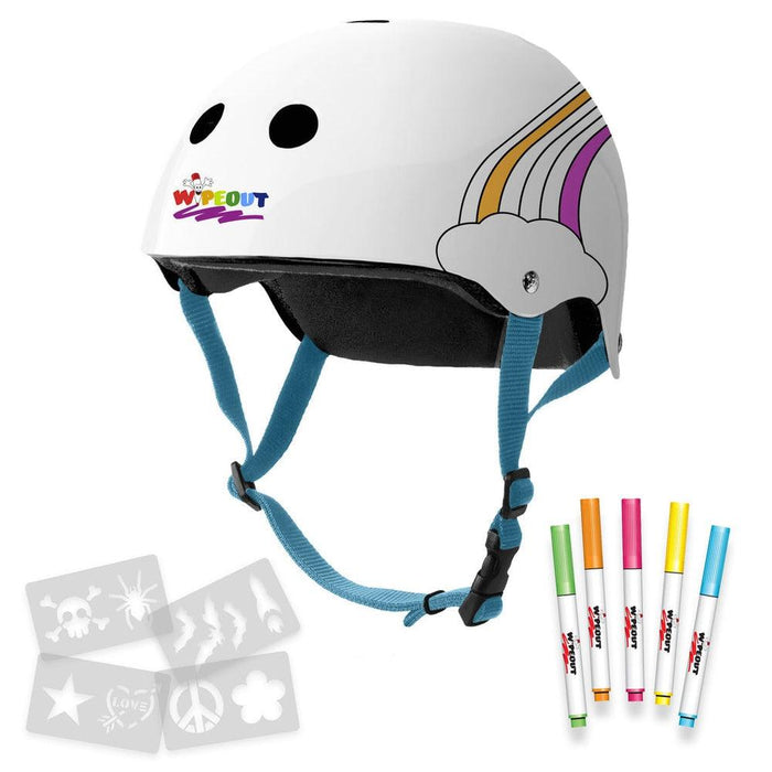 WIPE OUT Kid's Helmet 5+ - White Rainbow - Adventure HQ