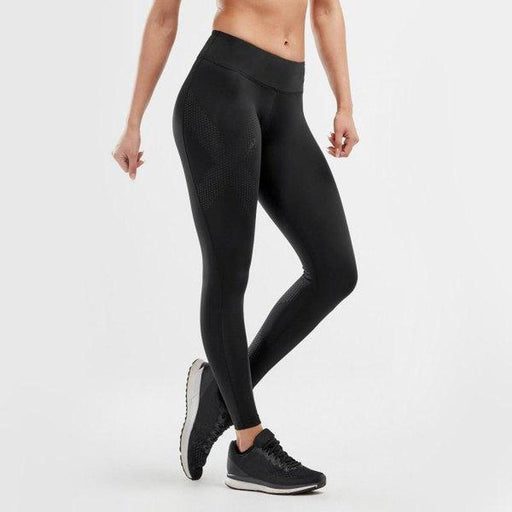 2XU Women's Mid-Rise Compression Tights Extra Large - Black/Dotted Reflective Logo - Adventure HQ