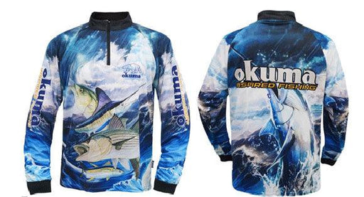 OKUMA Gamefish Long Sleeve Shirt Medium - Blue - Adventure HQ