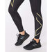 2XU Women's Light Speed Mid-Rise Compression Tights - Black/Gold Reflective - Adventure HQ