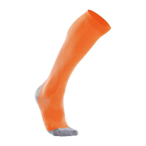 2XU Men's Compression Run Sock - Fluoro Orange/Limestone Grey - Adventure HQ