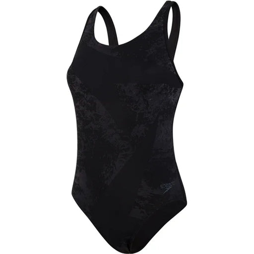 SPEEDO Women's Boomstar Placement Flyback Swimsuit - Black/Oxid Grey - Adventure HQ