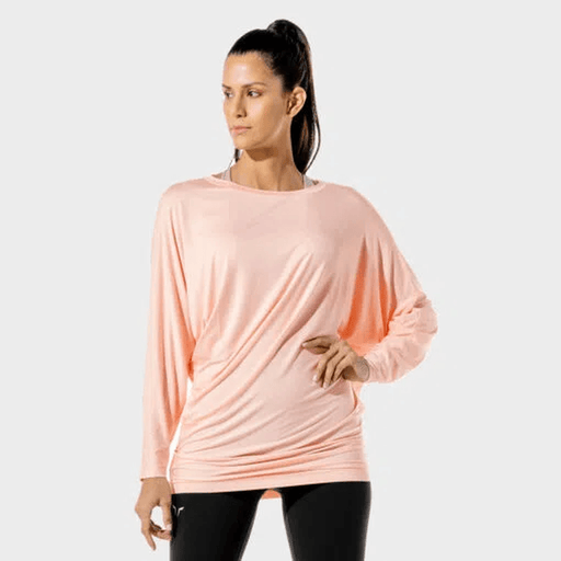 SQUAT WOLF Women's Fitness Drape Tee Medium - Peachy Keen - Adventure HQ