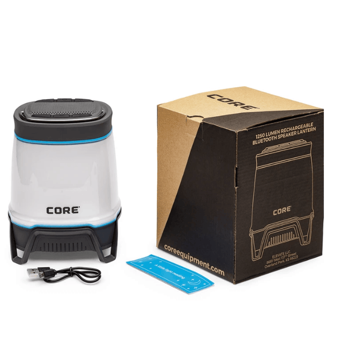 CORE EQUIPMENT 1250 Lumen Rechargeable Lantern With Bluetooth - Adventure HQ