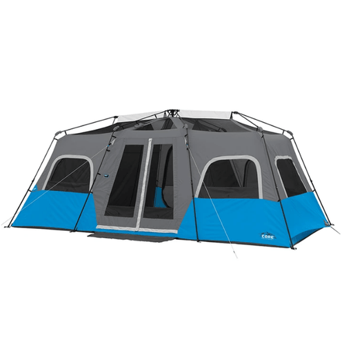 CORE EQUIPMENT 12 Persons Lighted Instant Cabin Tent - Grey/Blue - Adventure HQ