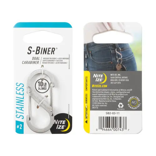 NITE IZE S-Biner Stainless Steel Double Carabiner #2 - Stainless - Adventure HQ