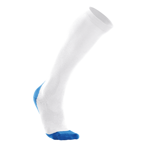 2XU Women's Compression Run Socks - White/Blue - Adventure HQ